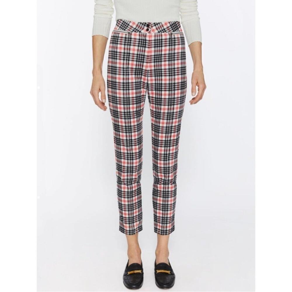 J. McLaughlin Cream Black Red Winthrop Plaid Yara Velvet Pants Size 14